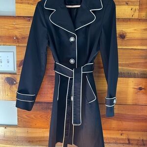 Black Trench Coat with White Trim